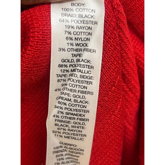 Chicos Reba Womens Red Cardigan With Tribal Embroidered Trim & Open Front - Picture 9 of 13